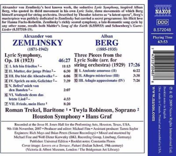 Zemlinsky Berg Lyric Symphony Hans Graf 2009 CD Top-quality Free UK shipping