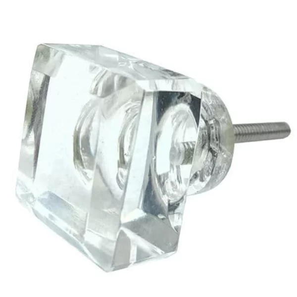 Clear Cut Glass Square Knob Top-quality Free UK shipping