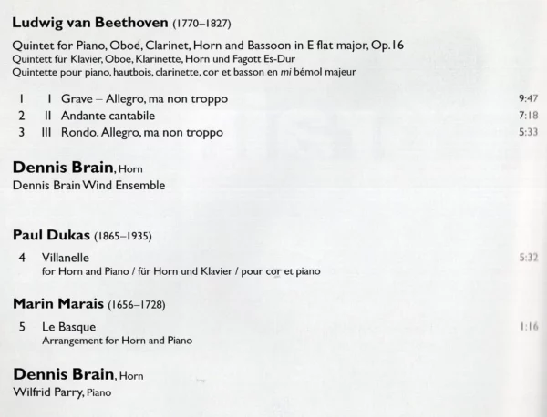 Mozart · Beethoven · Brahms Dennis Brain 2000 CD Top-quality Free UK shipping