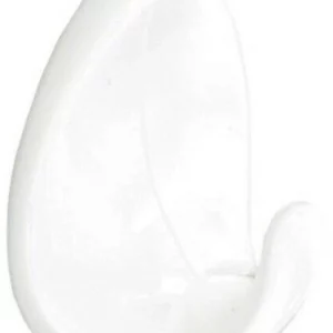 White Self Adhesive Large Oval Single Plastic Hook Top-quality Free UK shipping