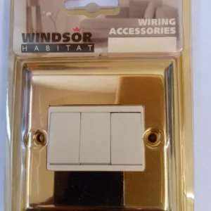 Light Switch Wall Panel Push Button 3 Gang 2 Way Gold Tone 10A Top-quality