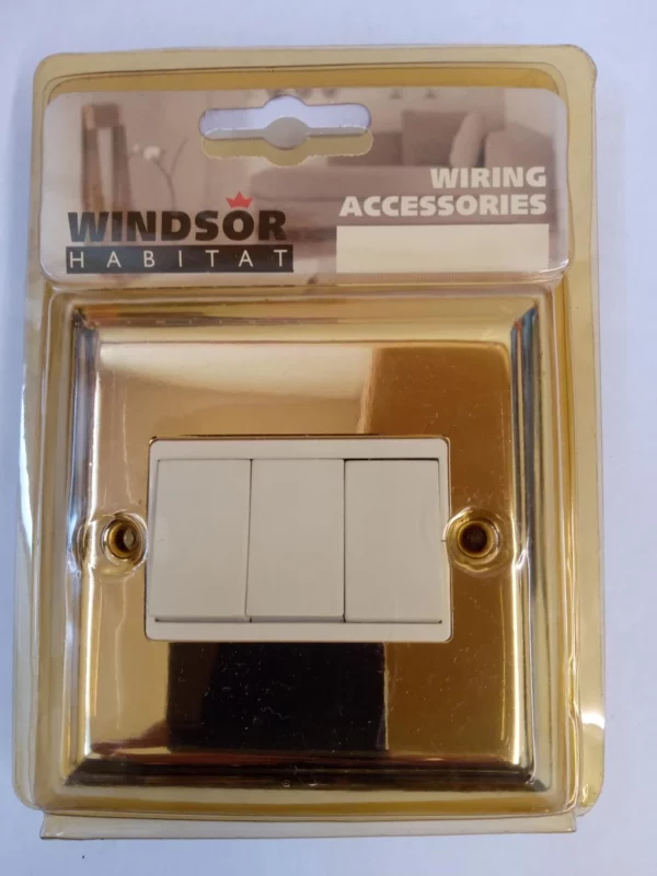 Light Switch Wall Panel Push Button 3 Gang 2 Way Gold Tone 10A Top-quality