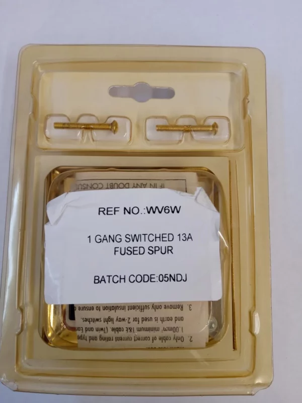 Flat Plate Gold 1 Gang Fused Spur 13A Switched Top-quality Free UK shipping