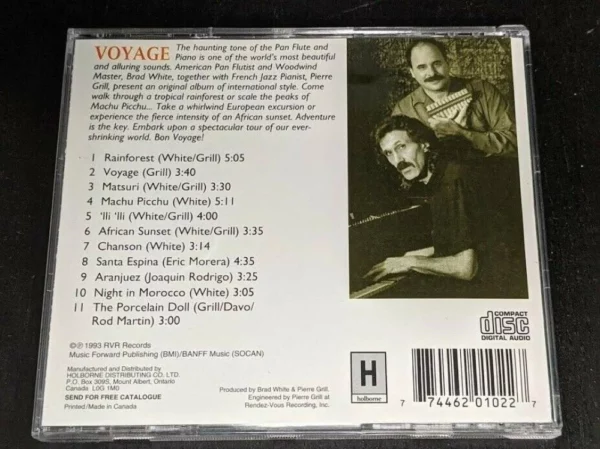 Voyage Pan Flute & Piano an Adventure Brad White & Pierre Grill 1993 CD