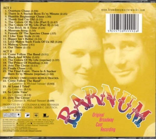 Barnum Jim Dale 2002 CD Top-quality Free UK shipping