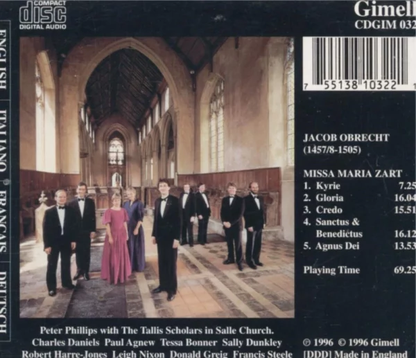 Jacob Obrecht : Missa Maria Zart The Tallis Scholars 1996 CD Top-quality