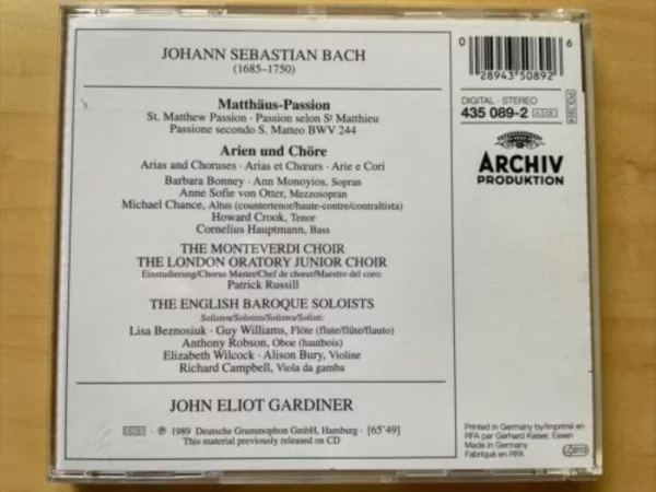 JS BACH various 1989 CD Top-quality Free UK shipping