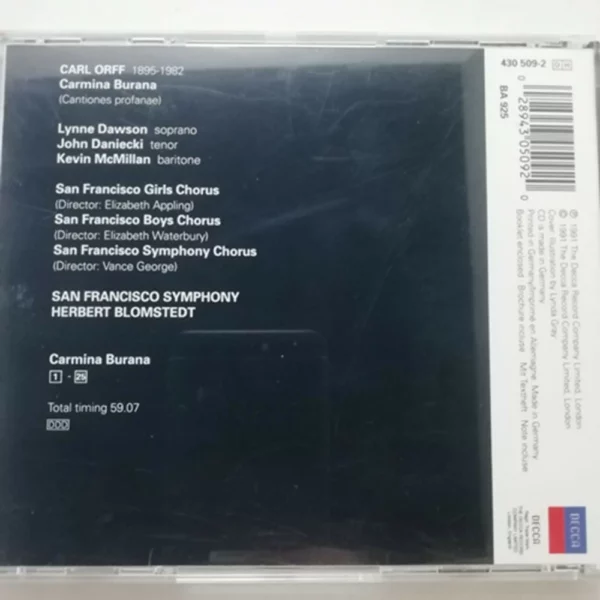 Herbert Blomstedt Carl Orff 2000 CD Top-quality Free UK shipping