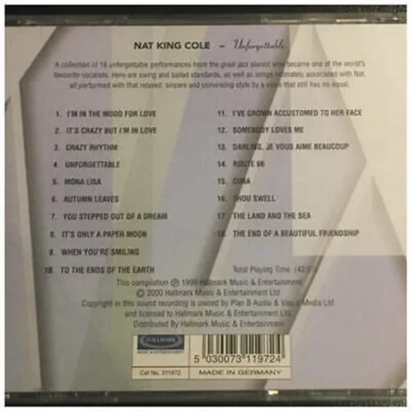 Unforgettable Nat King Cole 2000 CD Top-quality Free UK shipping