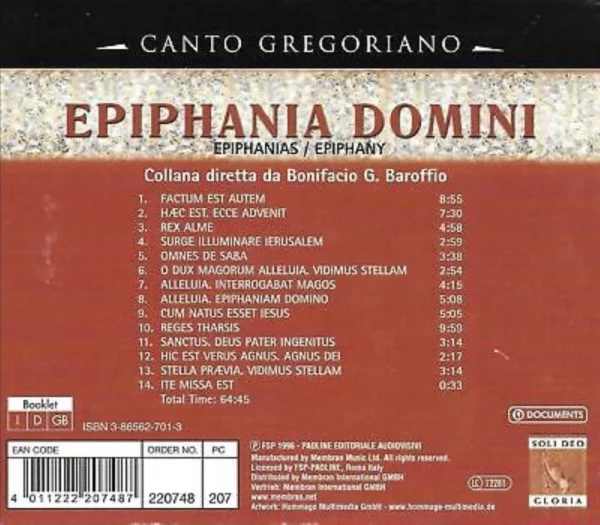 Epiphania Domini Stirps Iesse, Enrico De Capitani CD Top-quality