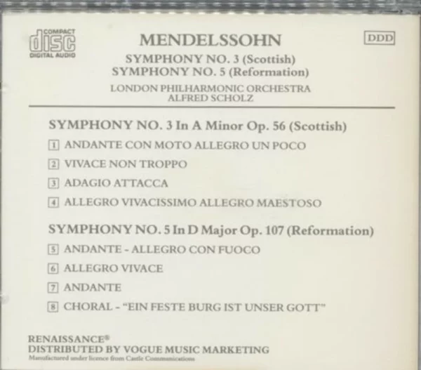 THE MENDELSON COLLECTION Alfred Scholz CD Top-quality Free UK shipping