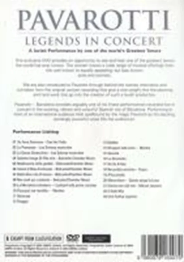 Luciano Pavarotti Legends In Concert - 2005 DVD Top-quality Free UK shipping