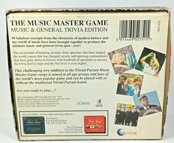 The music master game" Music and General Trivia Trivial Pursuit 1994 CD