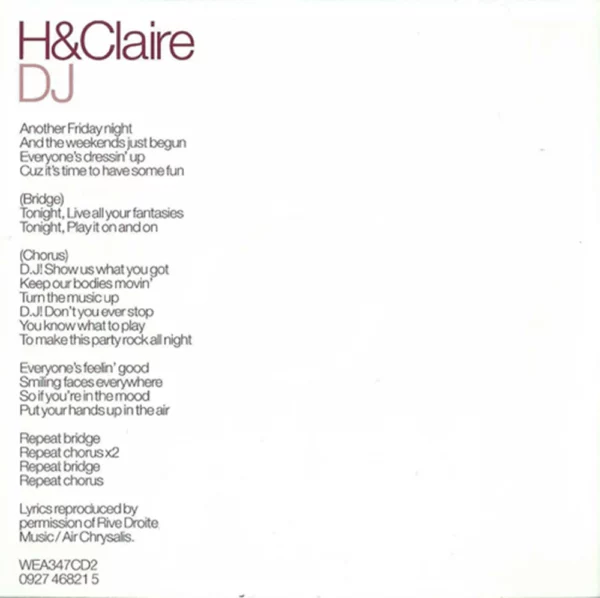 DJ H & Claire 2002 CD Top-quality Free UK shipping