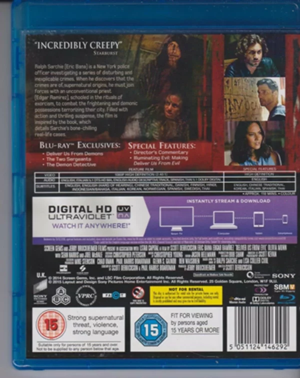 Deliver Us From Evil ERIC BANA 2015 Blu-ray Top-quality Free UK shipping