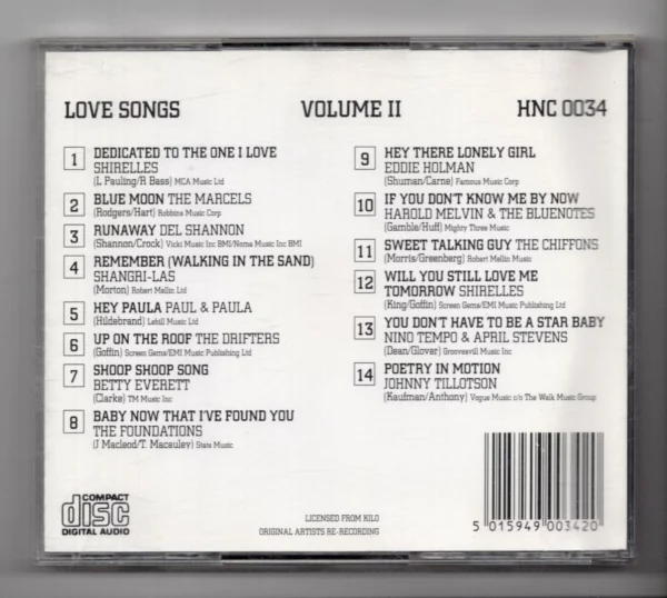 (KI495) Sixties Collection: Love Songs Vol 2 Various CD Top-quality