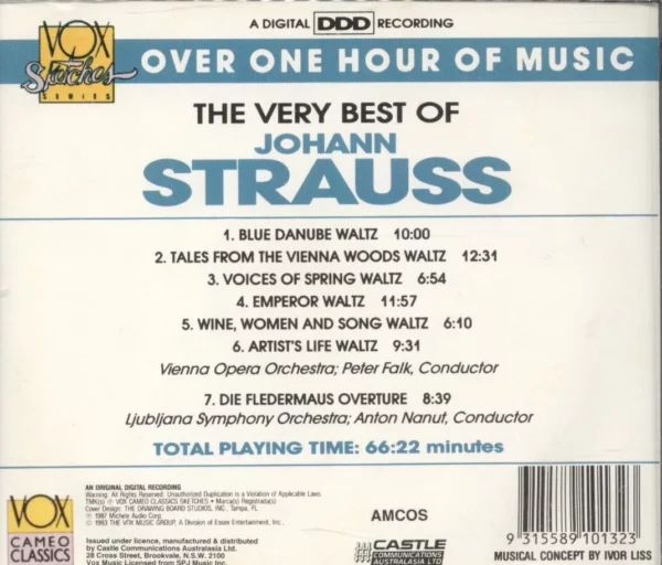 THE VERY BEST OF JOHANN STRAUSS JOHANN STRAUSS CD Top-quality Free UK shipping