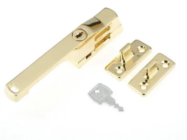 Lockable Window Handle Polished Brass Finish Top-quality Free UK shipping