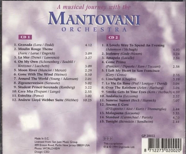 A Musical Journey with Mantovani Orchestra Mantovani Orchestra 1994 CD