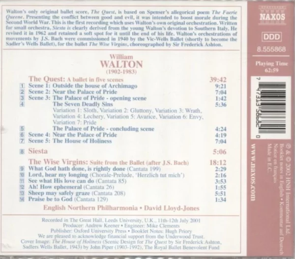 The Quest / The Wise Virgins (Suite From The Ballet) David Lloyd-Jones 2002 CD