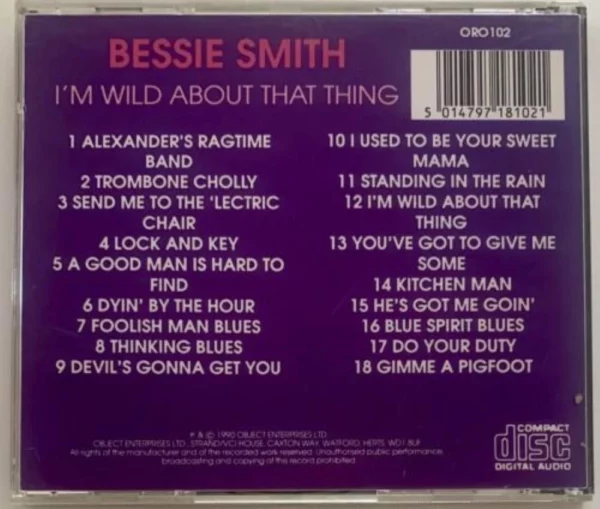 I'm Wild About That Thing Bessie Smith 1990 CD Top-quality Free UK shipping