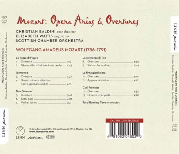 Mozart: Opera Arias And Overtures 2015 CD Top-quality Free UK shipping