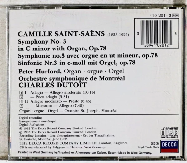 Organ Symphony Op.78 Saint-Saëns 1983 CD Top-quality Free UK shipping