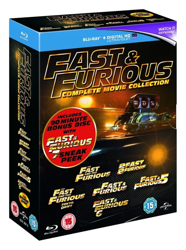 Fast & Furious 1-6 Vin Diesel 2015 Blu-ray Top-quality Free UK shipping