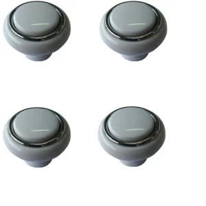 White Chrome effect Plastic Furniture Cabinets Knob (Dia)40mm Top-quality