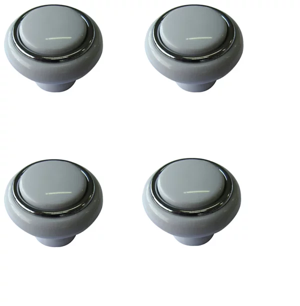 White Chrome effect Plastic Furniture Cabinets Knob (Dia)40mm Top-quality