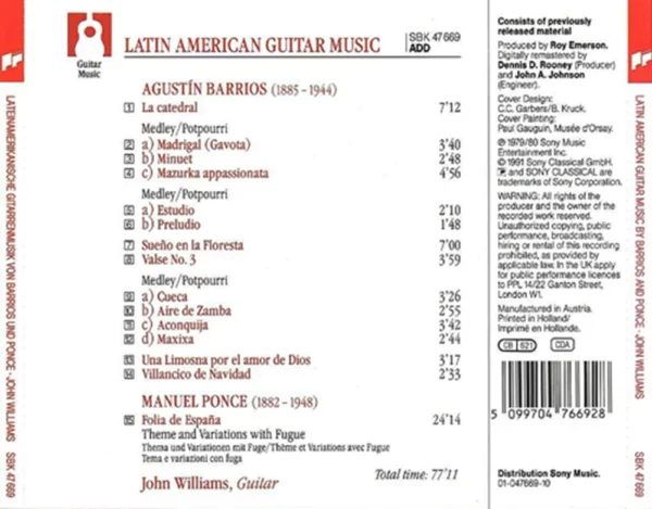 Latin American Guitar Music By Barrios and Ponce Various 2001 CD Top-quality