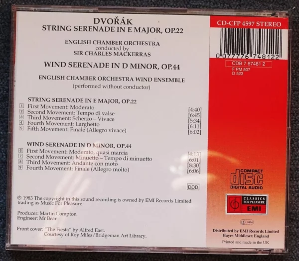 Dvořák: String Serenade & Wind Serenade English Chamb Orch. 1983 CD Top-quality