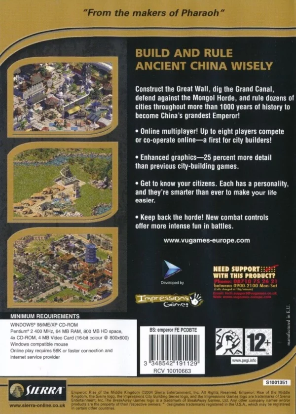 Emperor Rise of the Middle Kingdom PC 2004 Top-quality Free UK shipping