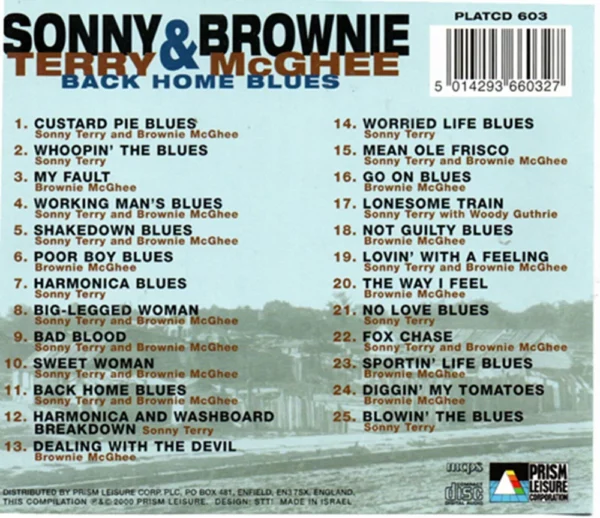 Back Home Blues Sonny Terry 2000 CD Top-quality Free UK shipping