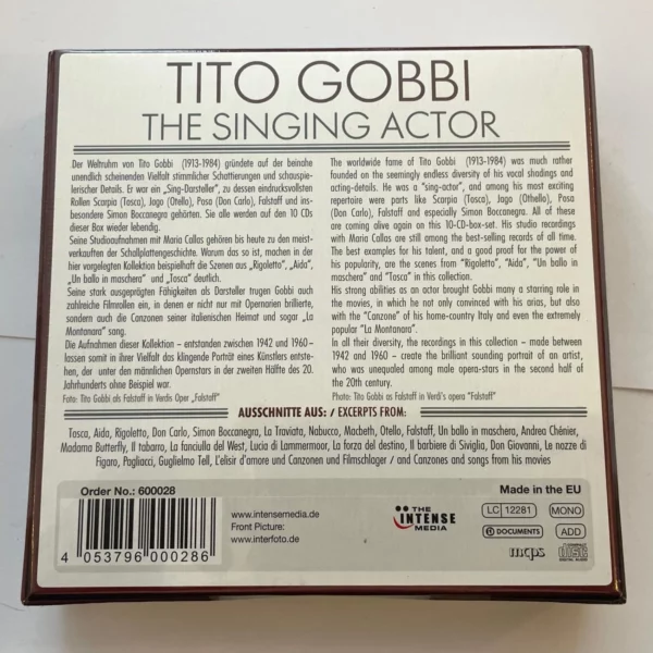 The Singing Actor Tito Gobbi CD Top-quality Free UK shipping