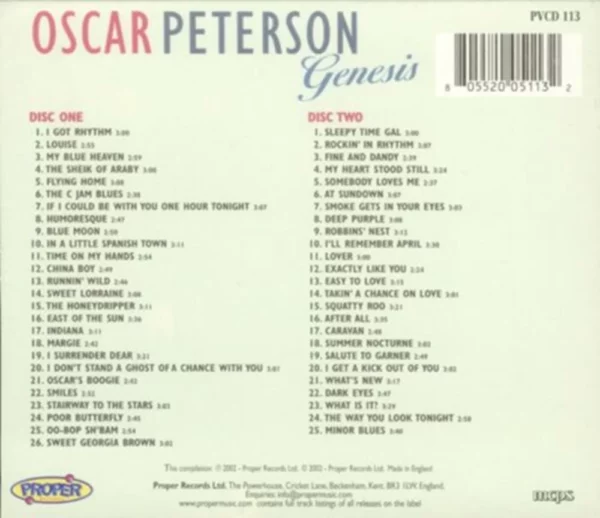 Genesis Oscar Peterson 2002 CD Top-quality Free UK shipping