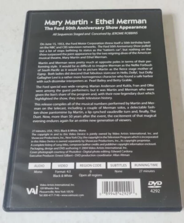 MARY Martin And Ethel Merman - The Ford 50th Anniversary Show 2004 DVD