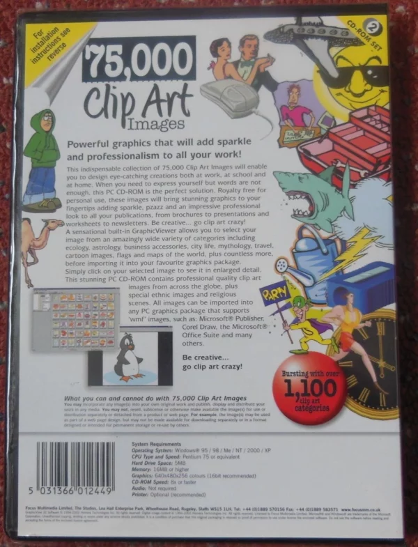 75,000 Clip Art Images windows 95, 98, me, nt, 2000, xp 2002 Top-quality