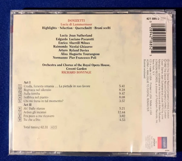 Donizetti: Lucia di Lammermoor Various 1992 CD Top-quality Free UK shipping