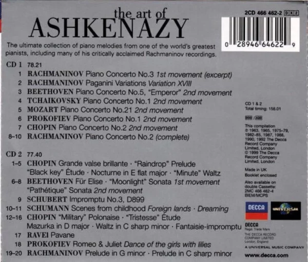 Art Of Vladimir Ashkenazy 1999 CD Top-quality Free UK shipping