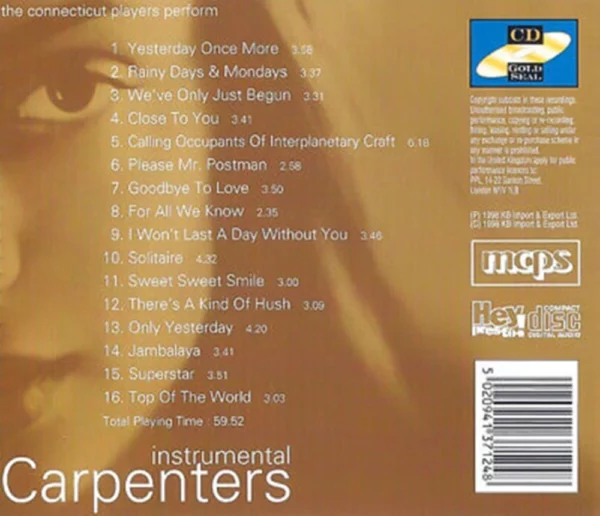 Instrumental Carpenters The Connecticut Players CD Top-quality Free UK shipping