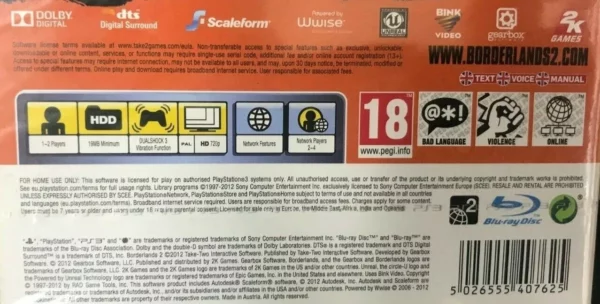 BORDERLANDS2 Sony PlayStation 3 Top-quality Free UK shipping
