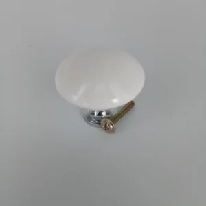 Tapered Knob White Porcelain & Chrome Effect