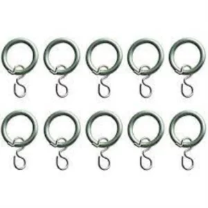Metal Curtain Rings with S Hooks, Pack of 10