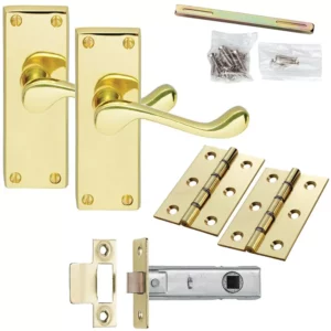 Door Handle & Latch Pack Brass