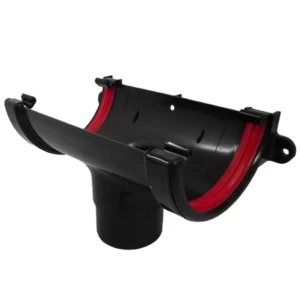 75 mm Half Round Gutter Running Outlet - Black