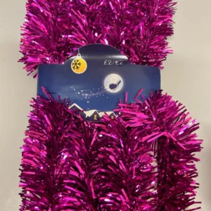 Hot Pink 2m fine cut fuchsia Tinsel Garland for Christmas Tree Hanging Decoratio