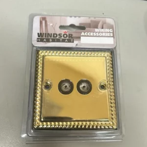 Windsor Habit WG88 2 Gang Co-axial socket brown insert, 05NDJ