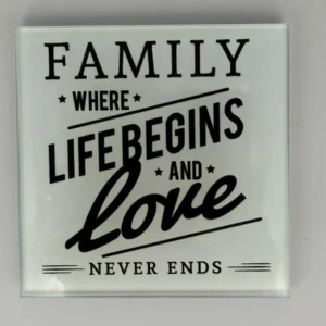 Family Themed Design Coaster Glass – Heat Resistant & Decorative