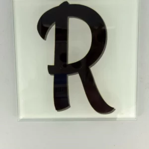 R Letter Coaster Glass – Heat Resistant & Decorative